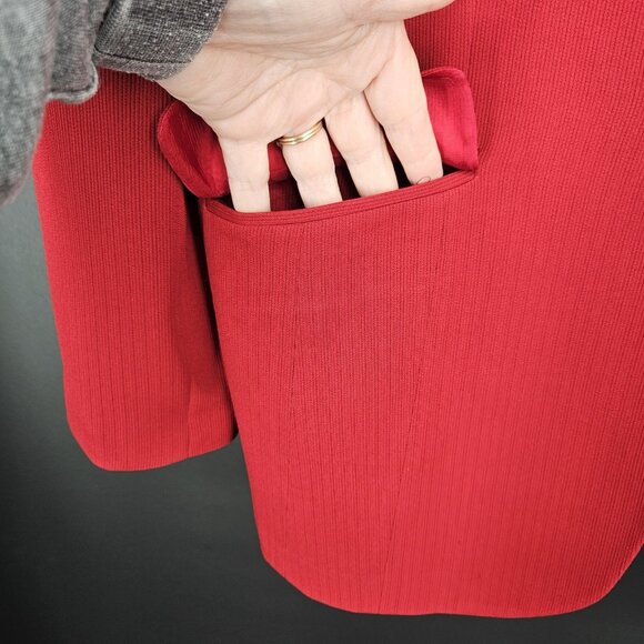 Garfield Marks Blazer Jacket Womens 12 Red Black Collar 4 Button Holiday USA - Picture 5 of 14